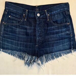 Citizens of Humanity High Rise Button Fly Cutoff Denim Shorts Dark Wash Sz 27